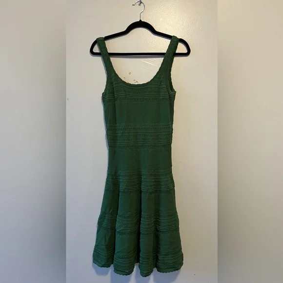 Torn By Ronny Kobo Green Fit & Flare Knit Dress Size Medium Elegant Sleeveless - Picture 3 of 10